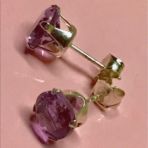 925 Sterling Silver 2CT EACH Genuine Amethyst - Picture 2 of 7